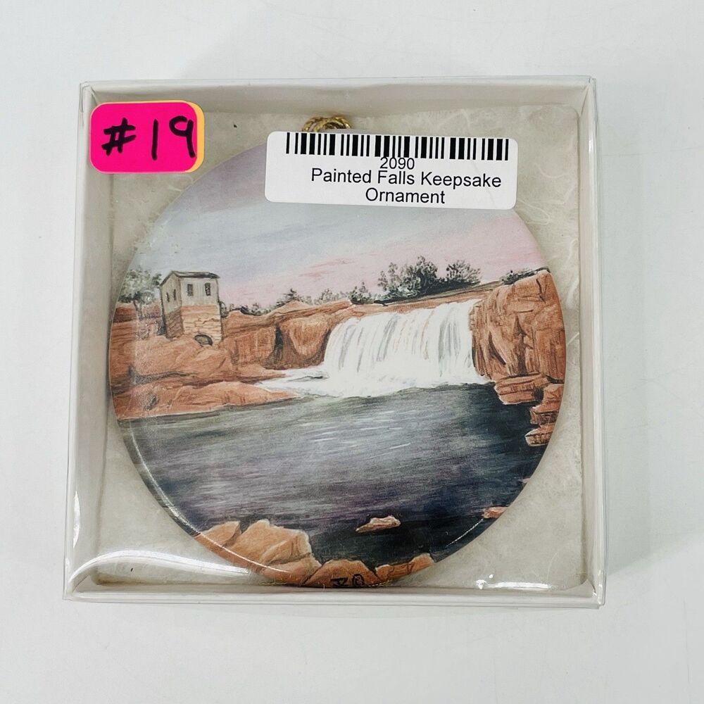 Sioux Falls South Dakota Waterfall Christmas Ornament Hand Painted Ceramic 2003 - Picture 6 of 12